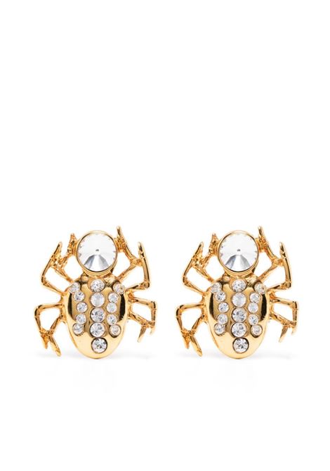 Gold spider-motif earrings - women